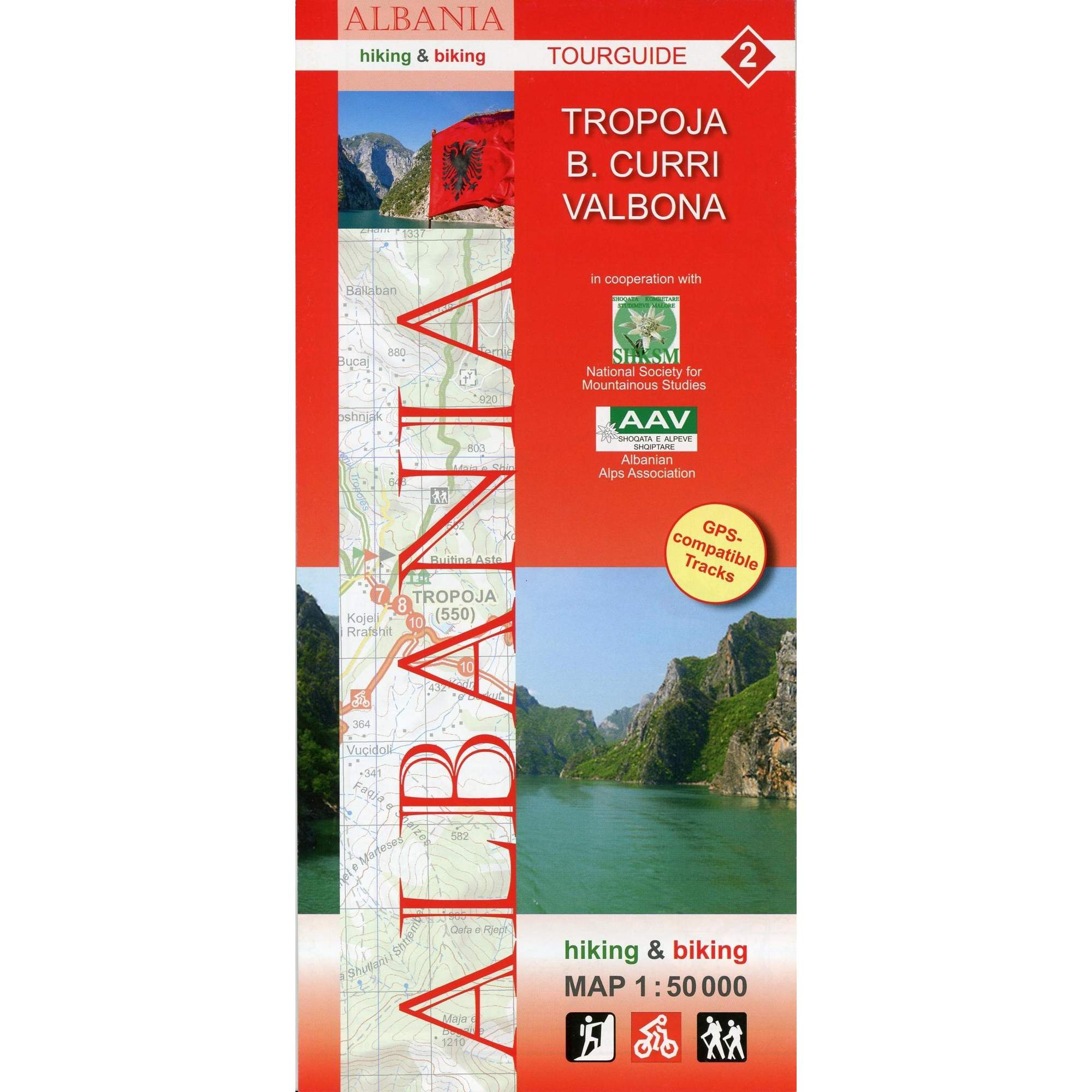 Albania hiking & biking 1:50 000 Karte 2: Tropoja - B. Curri - Valbona