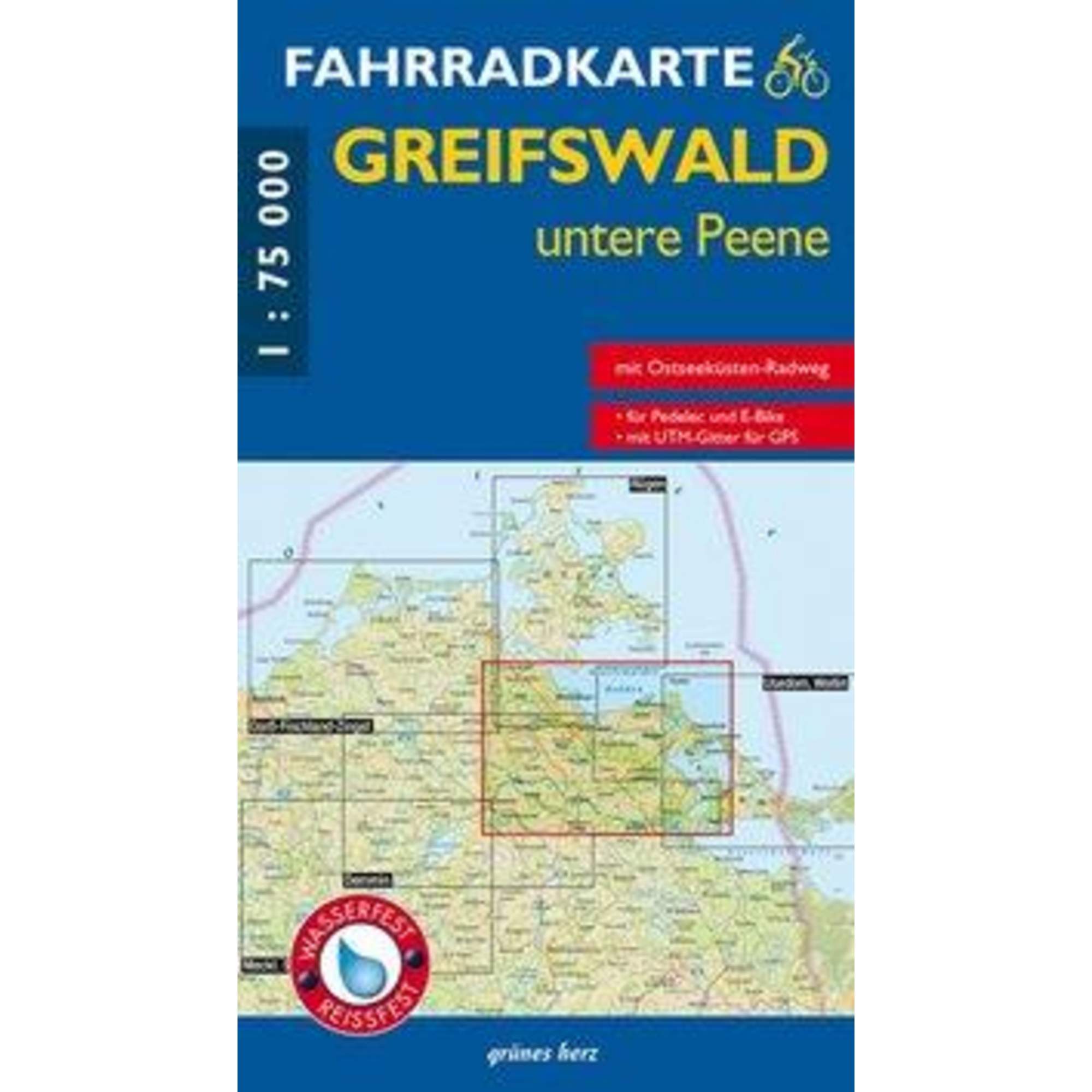 Fahrradkarte Greifswald, untere Peene 1:75.000