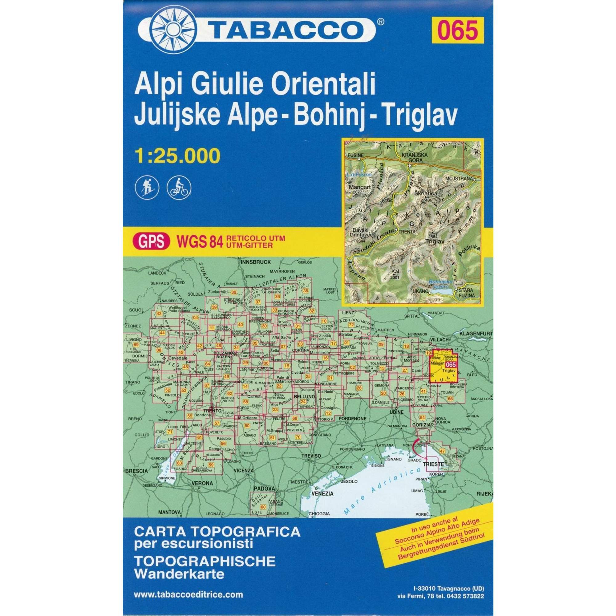 Tabacco Wandern 1 : 25 000 Alpi Giulie Orientali-Bohinj-Triglav