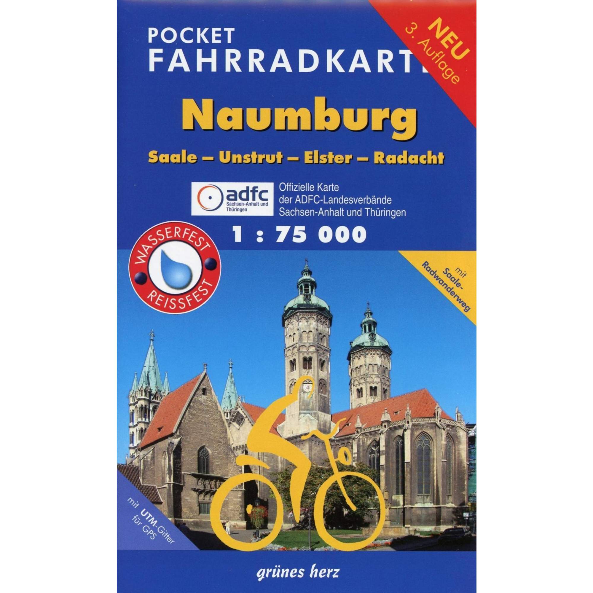 Pocket-Fahrradkarte Naumburg, Saale-Unstrut-Elster-Radacht 1:75.000