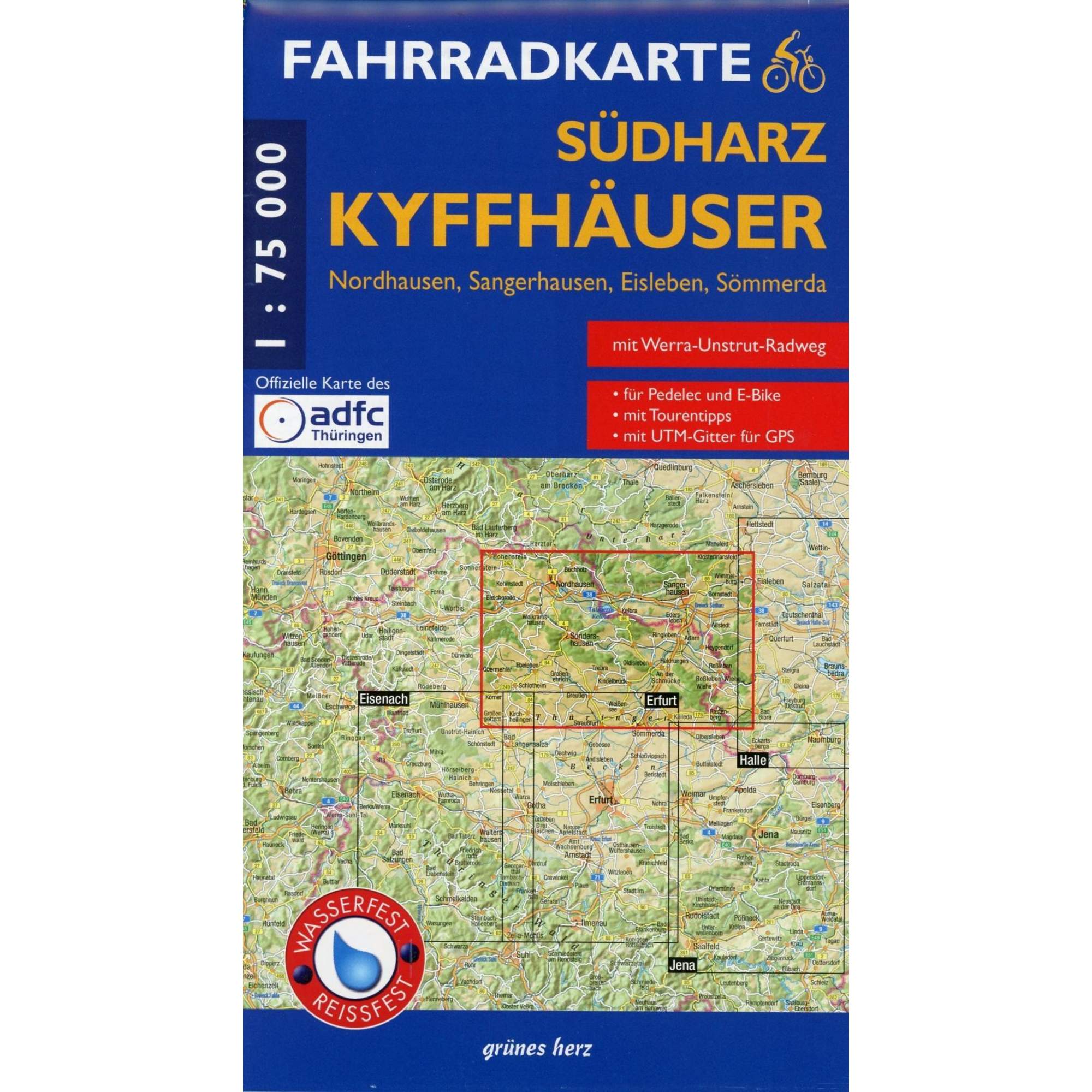 Südharz, Kyffhäuser Fahrradkarte 1 : 75 000