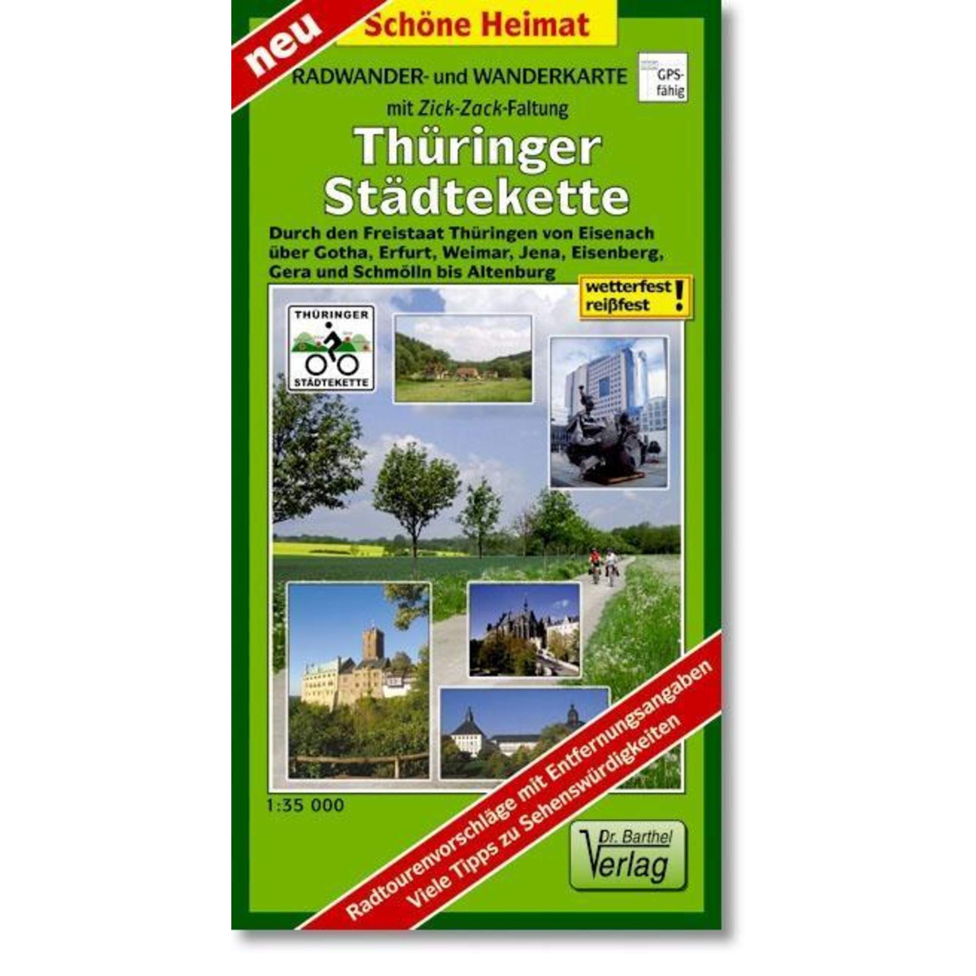 Thüringer Städtekette Radwander- und Wanderkarte 1 : 35 000