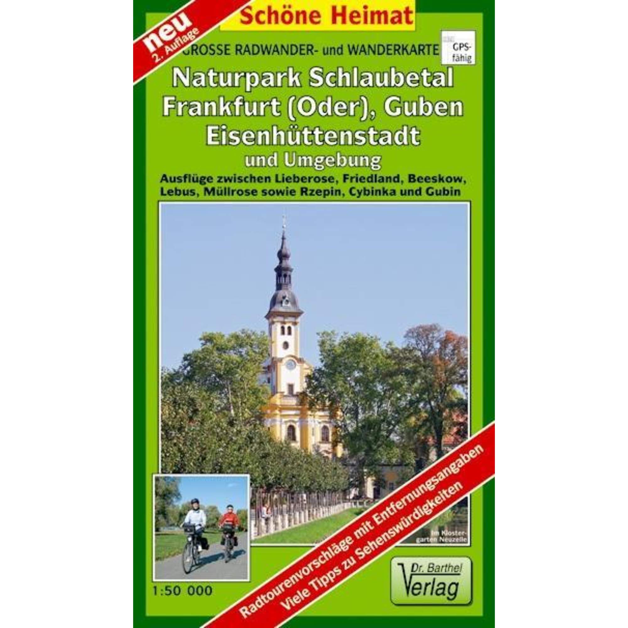 Große Radwander- und Wanderkarte Naturpark Schlaubetal, Frankfurt (Oder), Guben, Eisenhüttenstadt und Umgebung