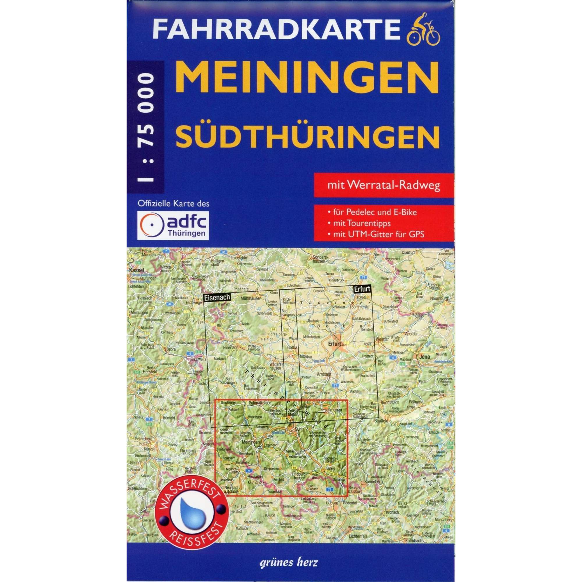 Meiningen Südthüringen Fahrradkarte 1 : 75 000