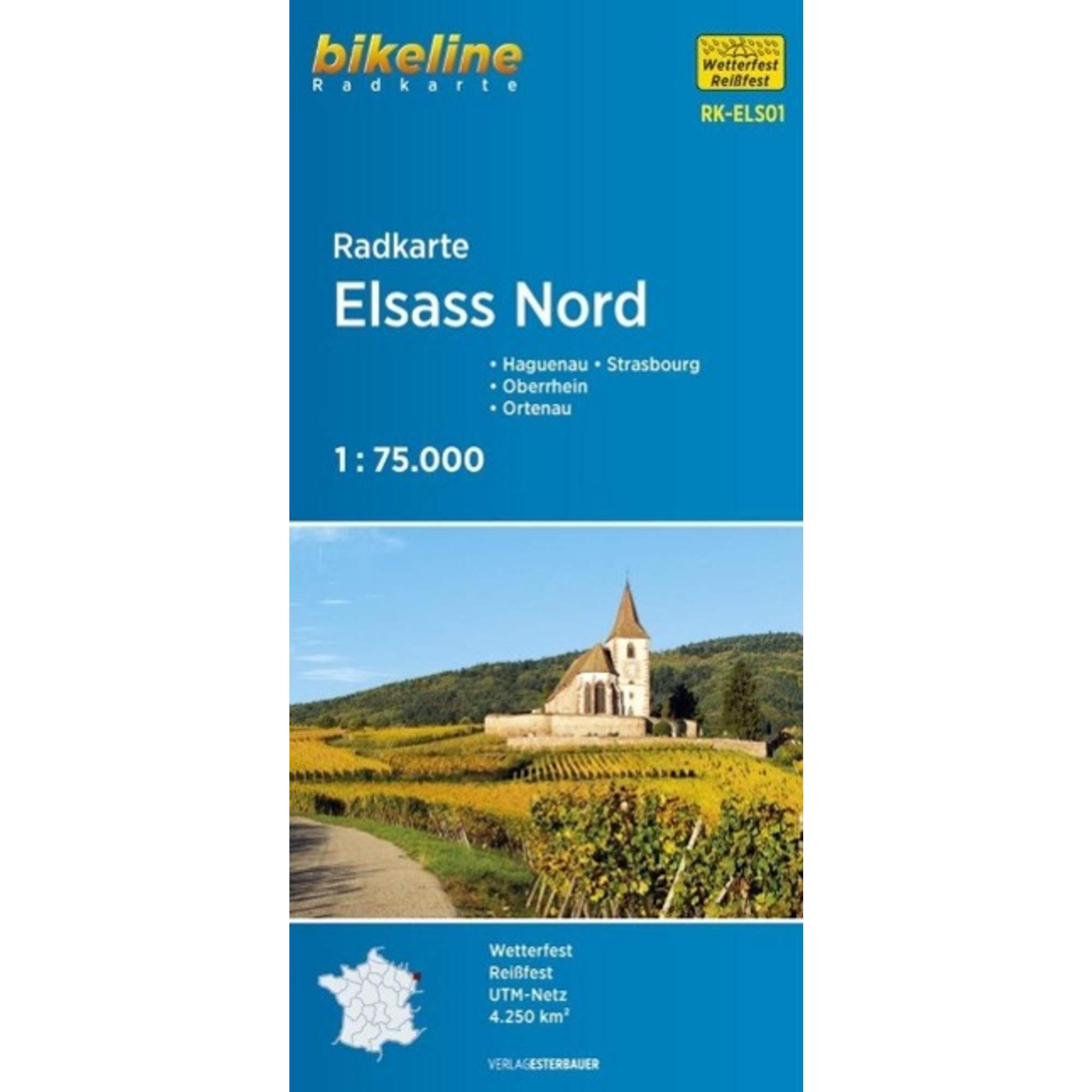 Bikeline Radkarte Elsass Nord 1 : 75.000