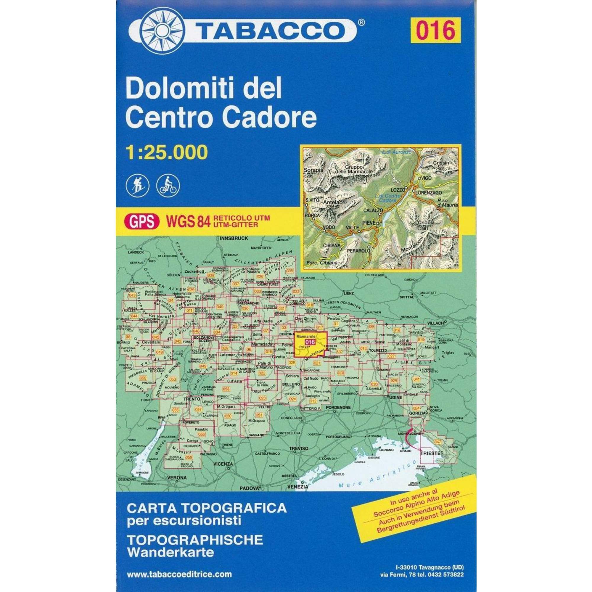 Tabacco Wandern 1 : 25 000 Dolomiti del Centro Cadore