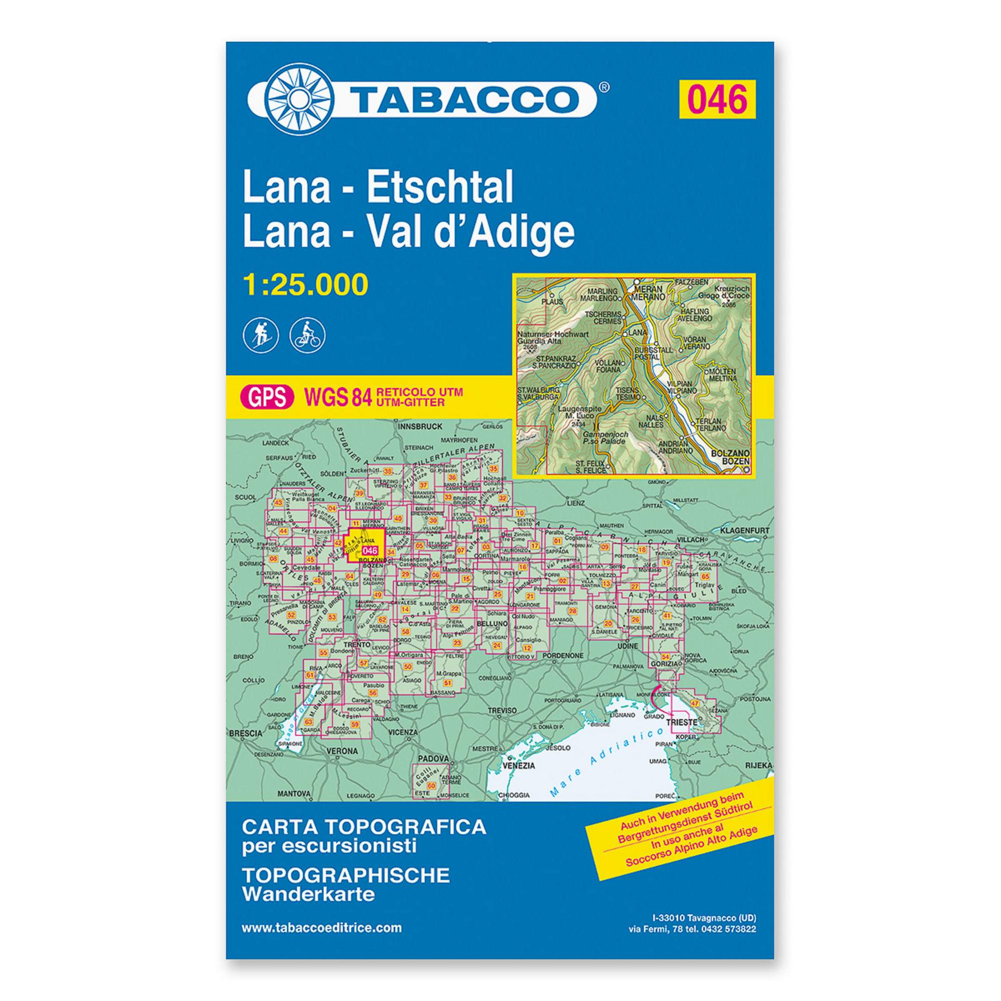 Tabacco Wandern 1 : 25 000 Lana Etschtal