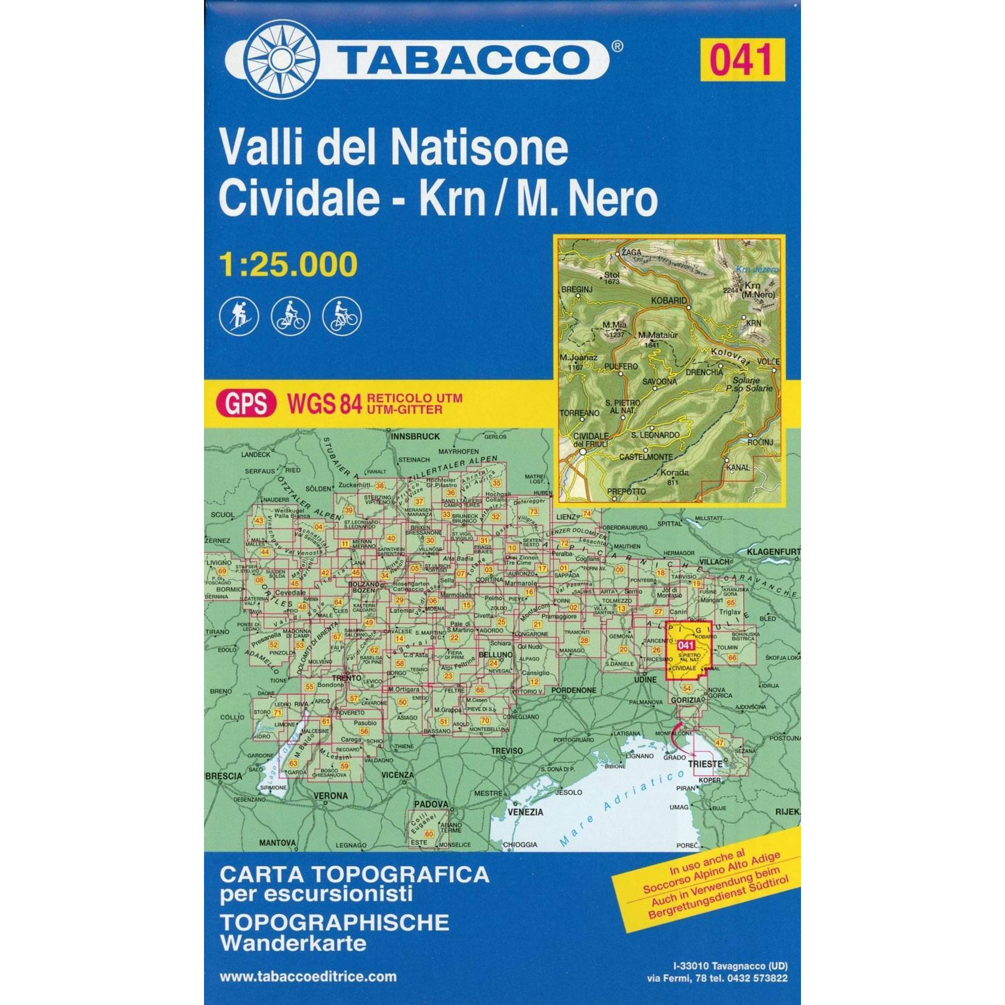 Tabacco Wandern 1 : 25 000 Valli del Natisone
