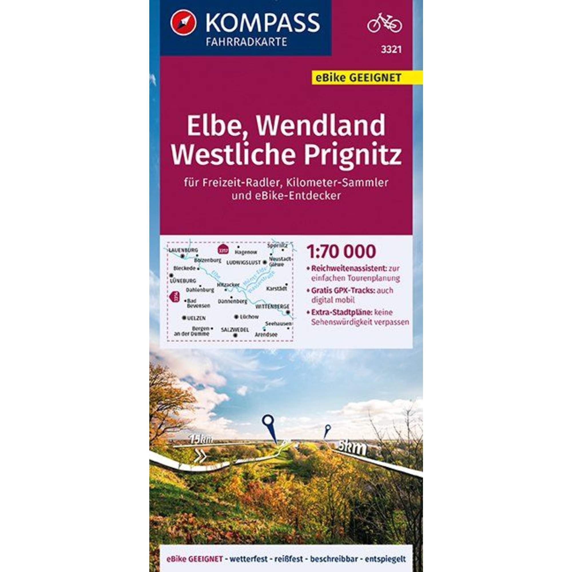 KOMPASS FAHRRADKARTE ELBE, WENDLAND