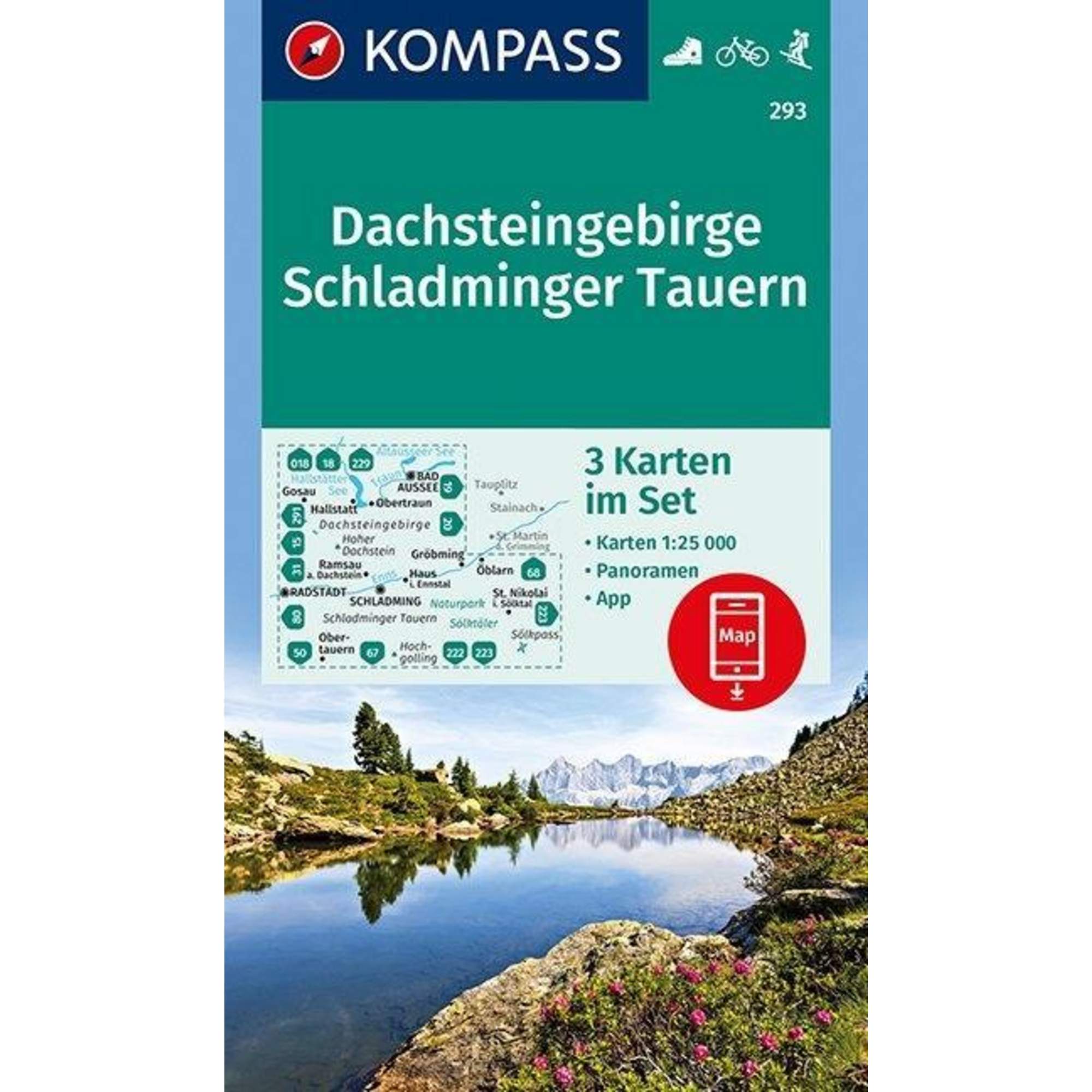KOMPASS Wanderkarte Dachsteingebirge, Schladminger Tauern 1:25 000