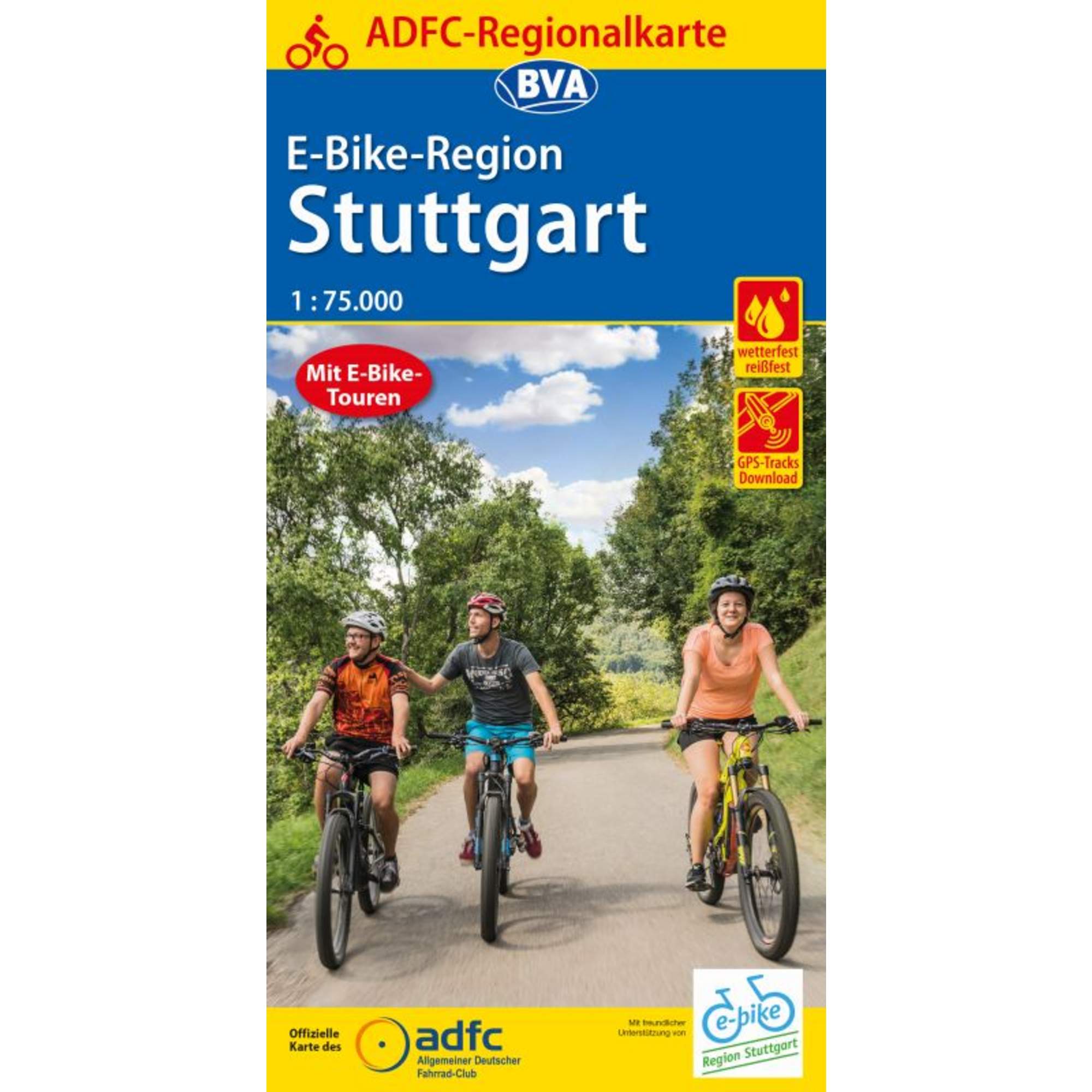 ADFC-REGIONALKARTE E-BIKE-REGION STUTTGART, 1:75.000