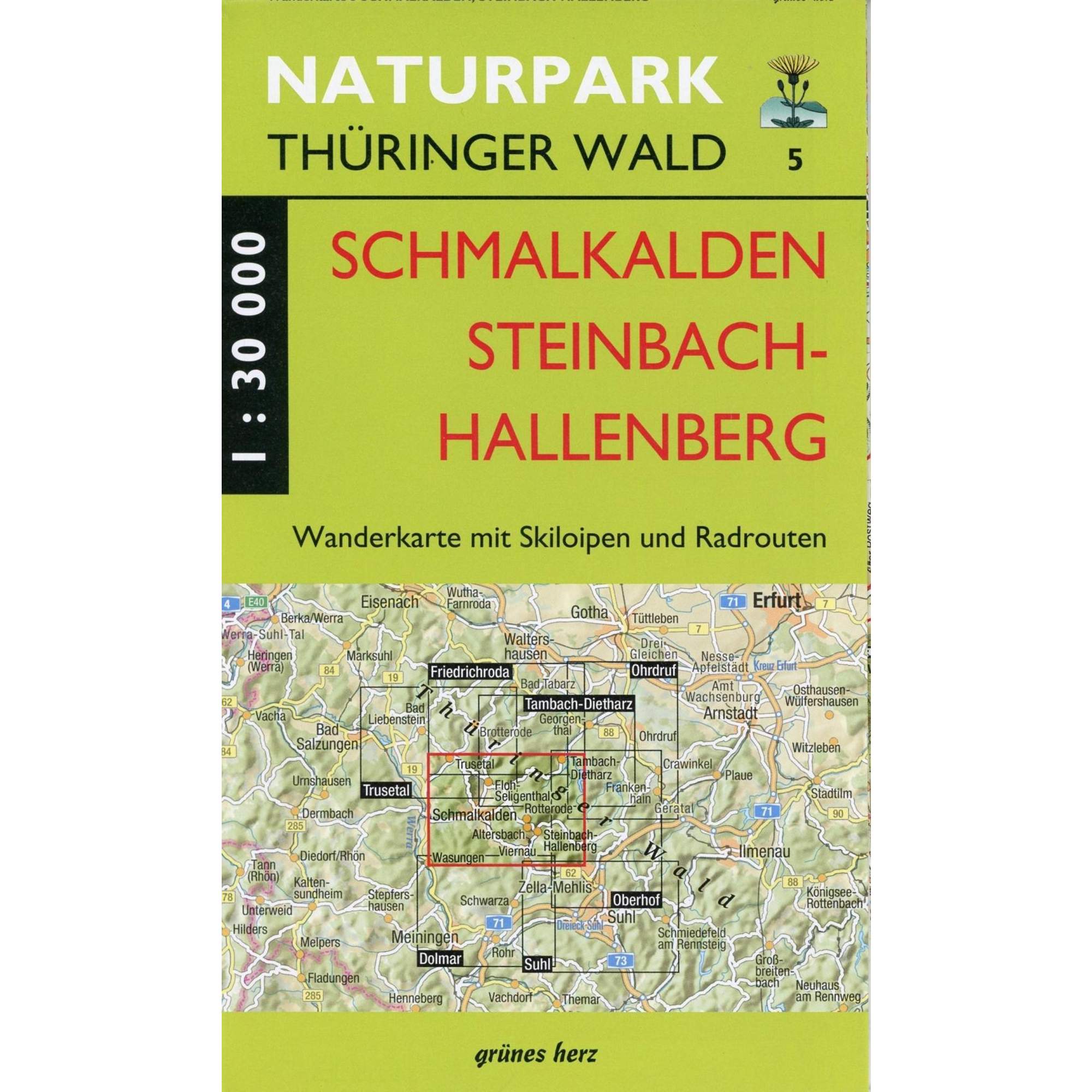 WANDERKARTE SCHMALKALDEN UND STEINBACH-HALLENBERG 1:30.000.