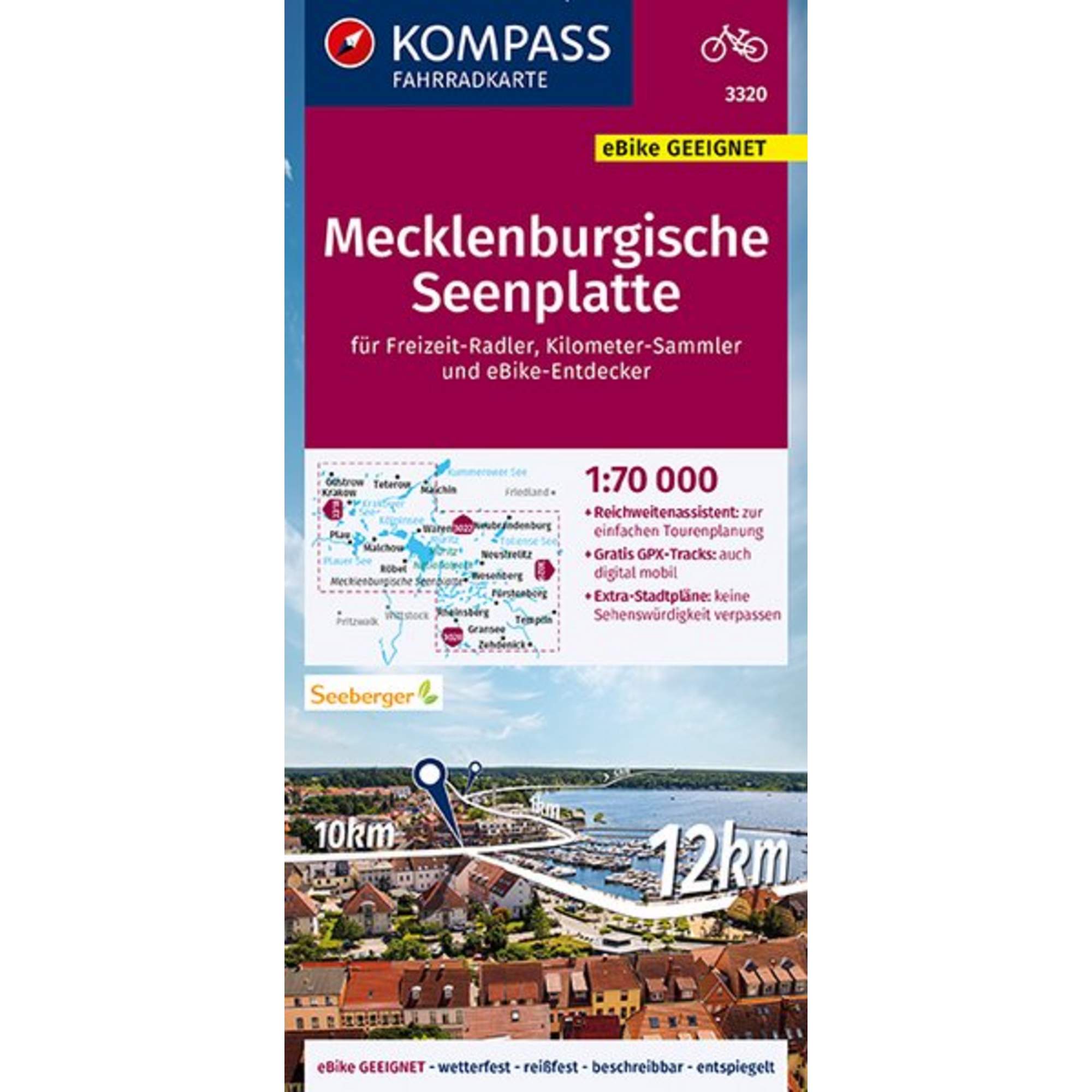 KOMPASS FAHRRADKARTE MECKLENBURGISCHE SEENPLATTE 1:70.000