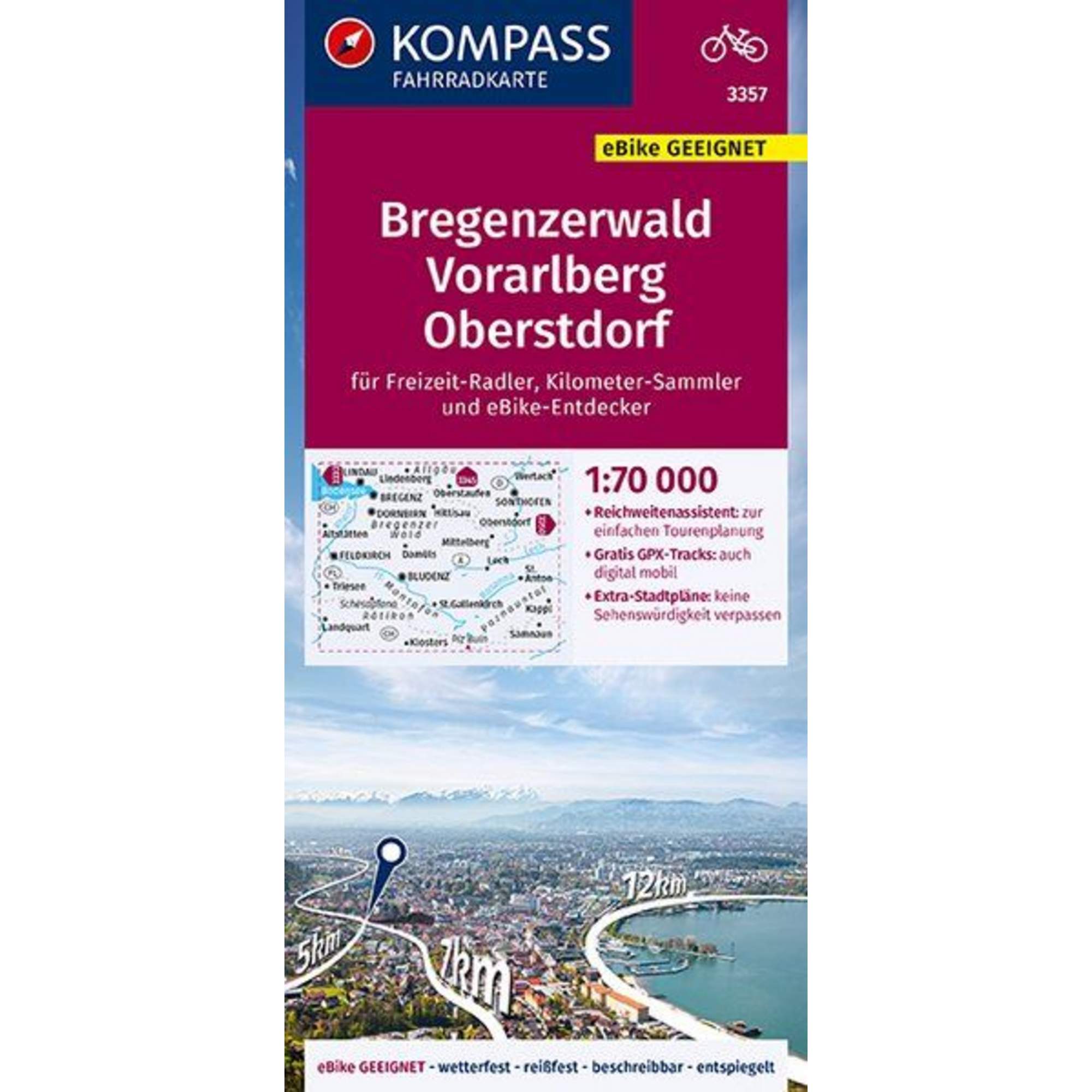 KOMPASS FAHRRADKARTE BREGENZERWALD, VORARLBERG, OBERSTDORF