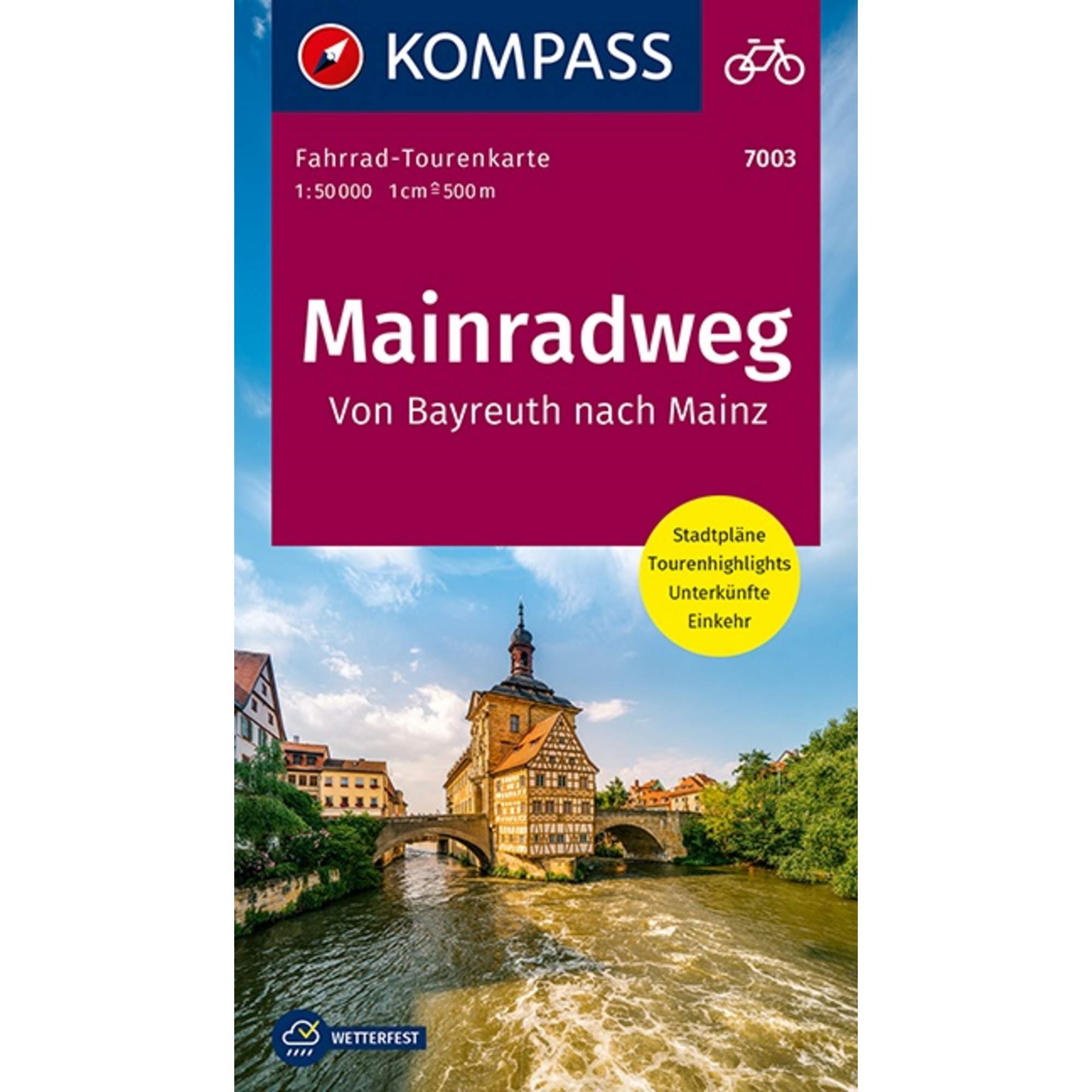 FAHRRAD-TOURENKARTE MAINRADWEG, VON BAYREUTH NACH MAINZ