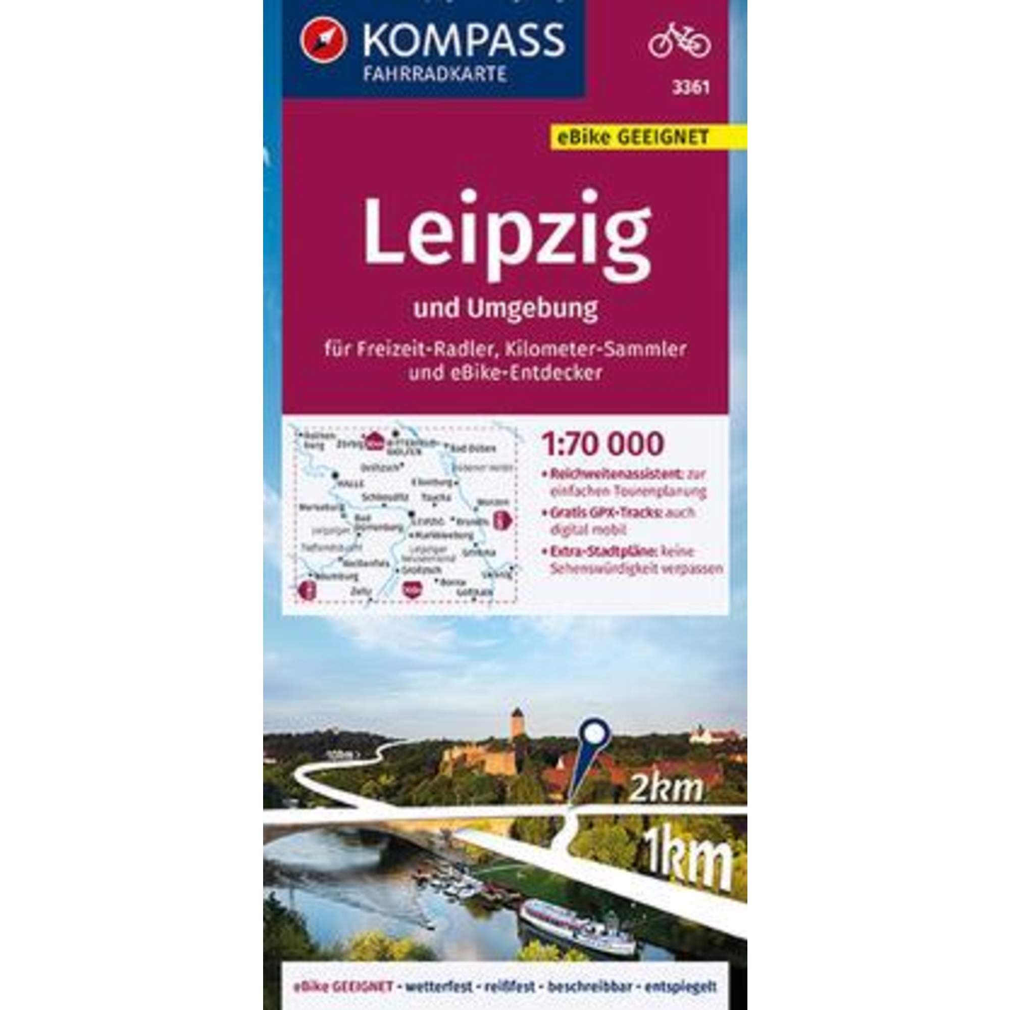 KOMPASS FAHRRADKARTE LEIPZIG UND UMGEBUNG
