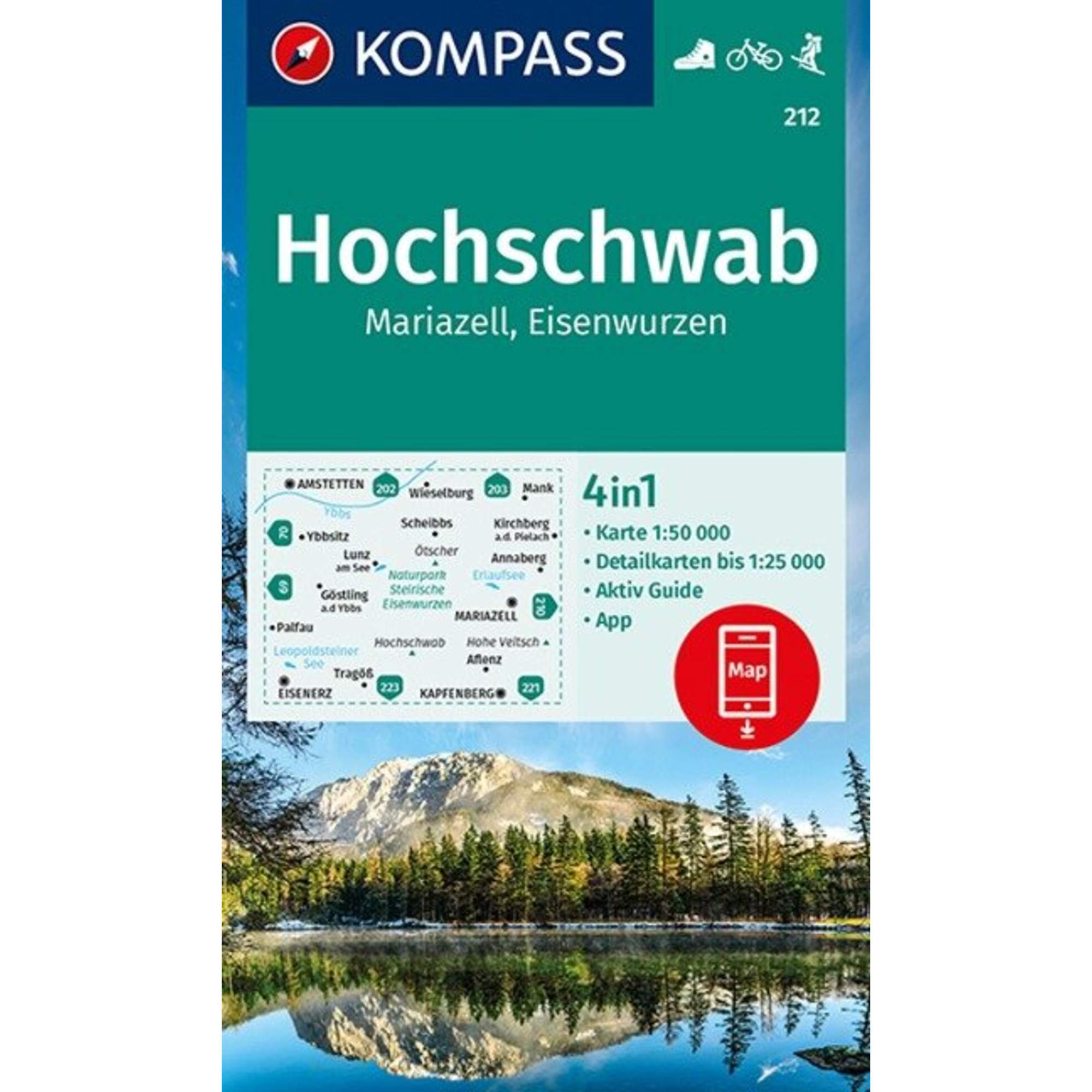 KOMPASS WANDERKARTE HOCHSCHWAB, MARIAZELL, EISENWURZEN