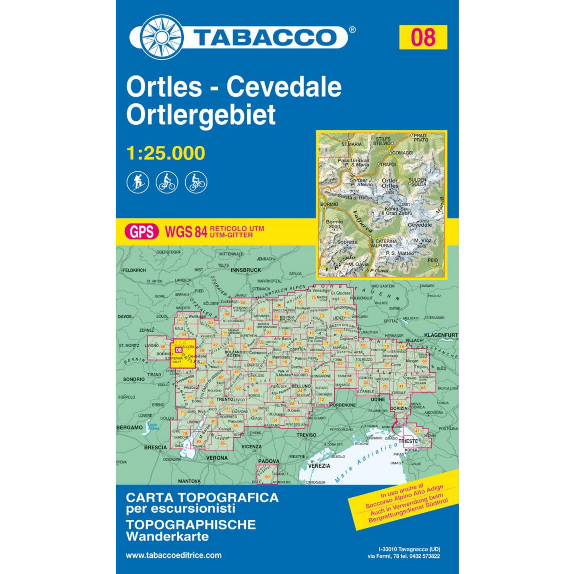 TABACCO WANDERN 1 : 25 000 ORTLERGEBIET