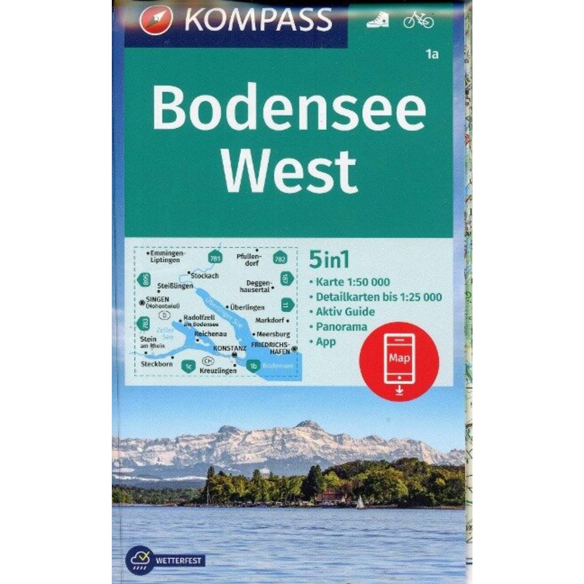 KOMPASS WANDERKARTE BODENSEE WEST 1:50 000