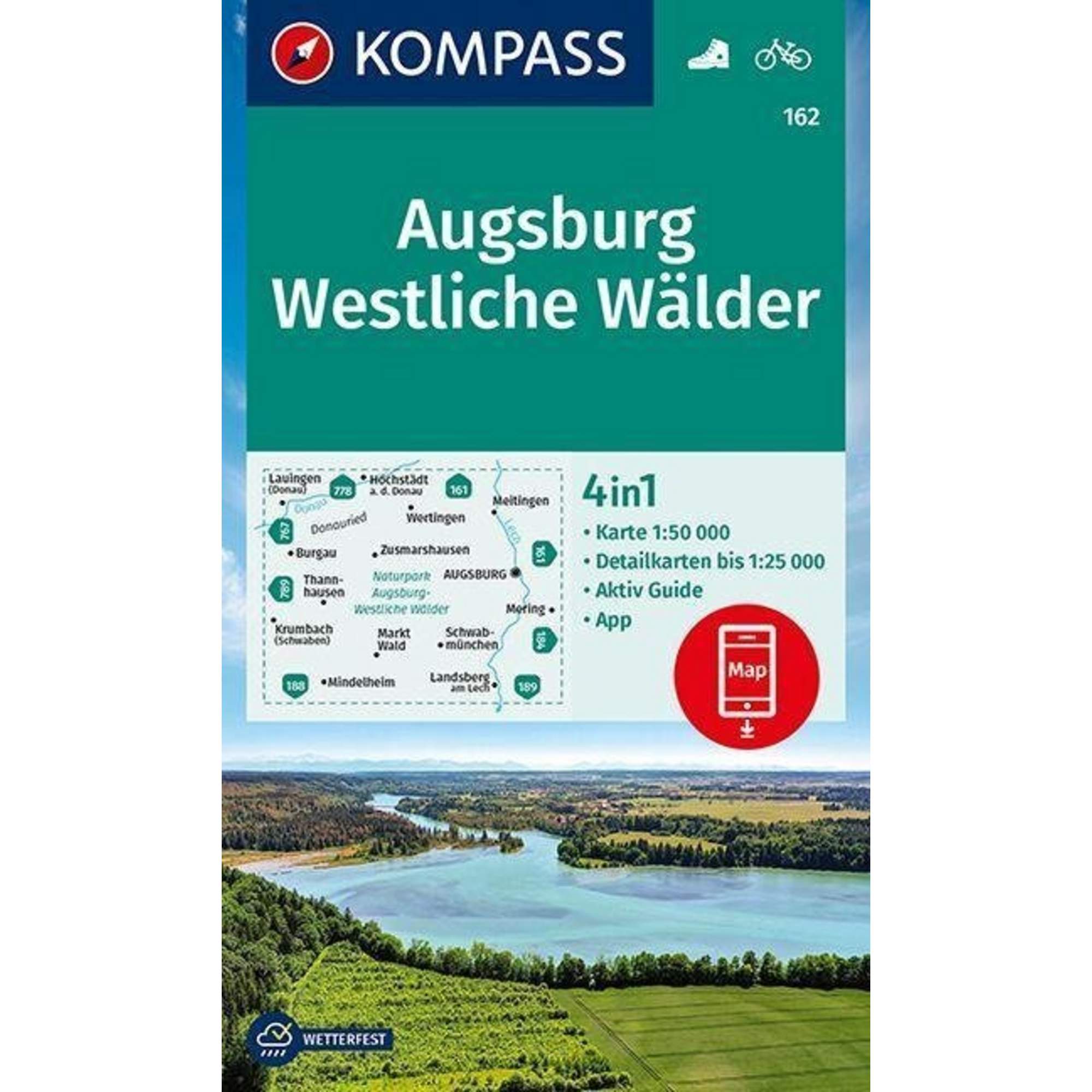 KOMPASS WANDERKARTE AUGSBURG, WESTLICHE WÄLDER 1:50 000