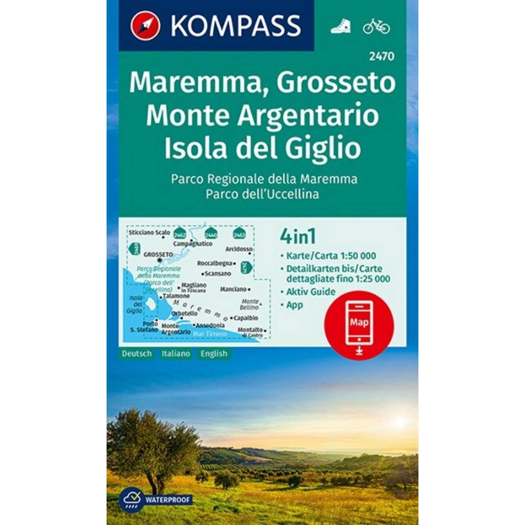 KOMPASS WANDERKARTE MAREMMA, GROSSETO, MONTE ARGENTARIO
