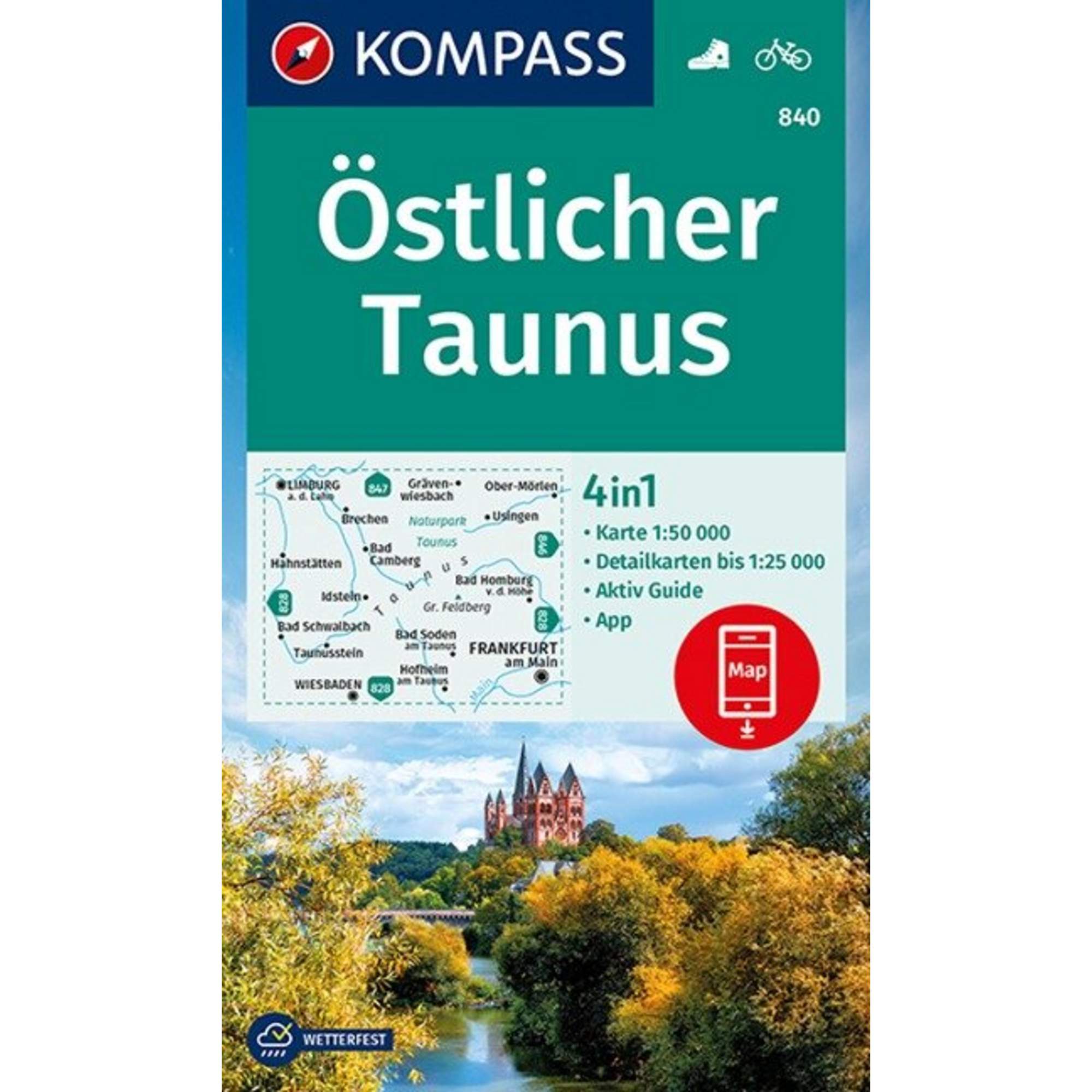 KOMPASS WANDERKARTE ÖSTLICHER TAUNUS 1:50 000