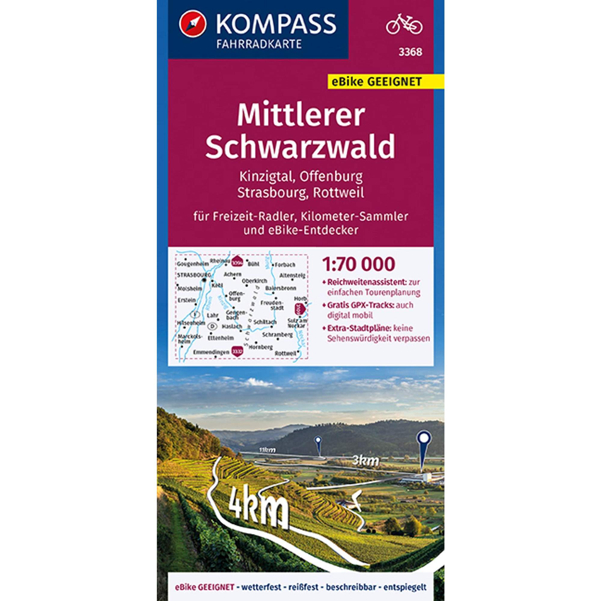KOMPASS FAHRRADKARTE MITTLERER SCHWARZWALD, KINZIGTAL