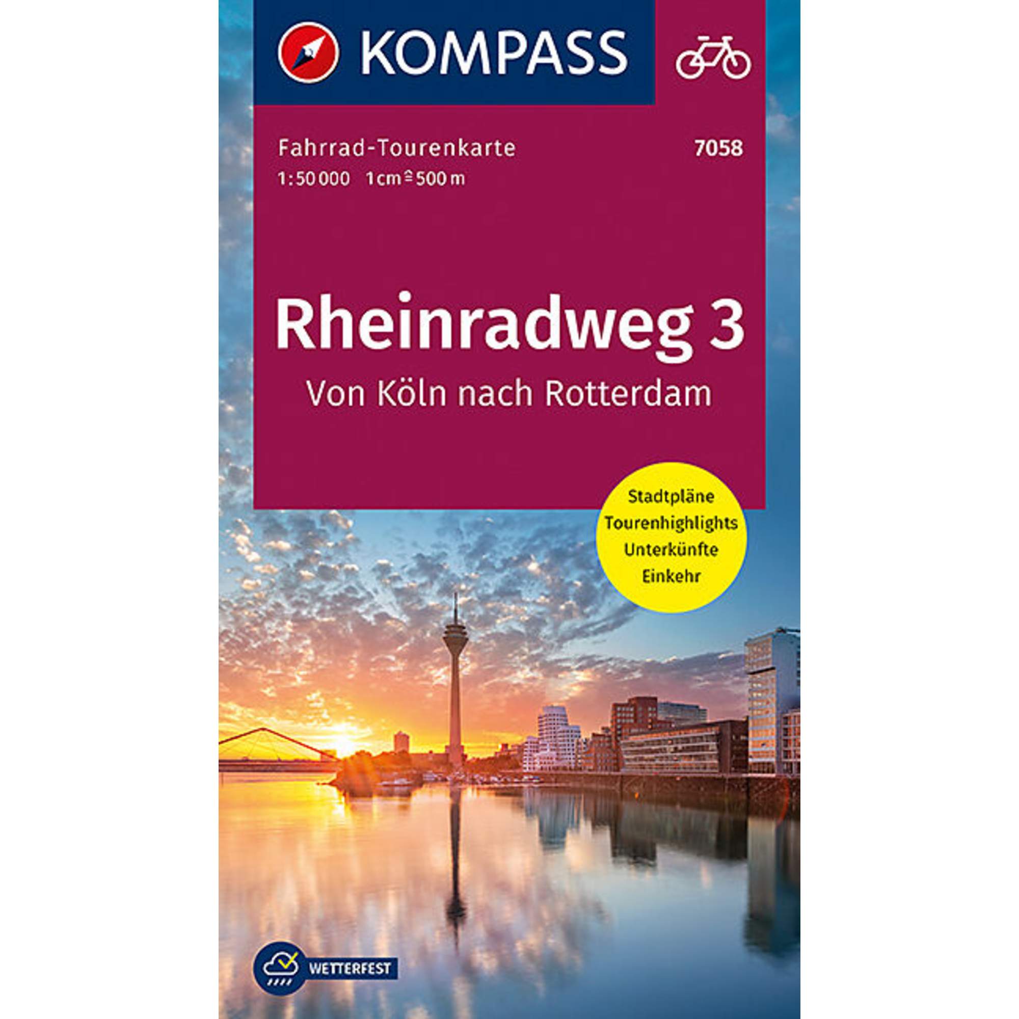 FAHRRAD-TOURENKARTE RHEINRADWEG 3, VON KÖLN NACH ROTTERDAM