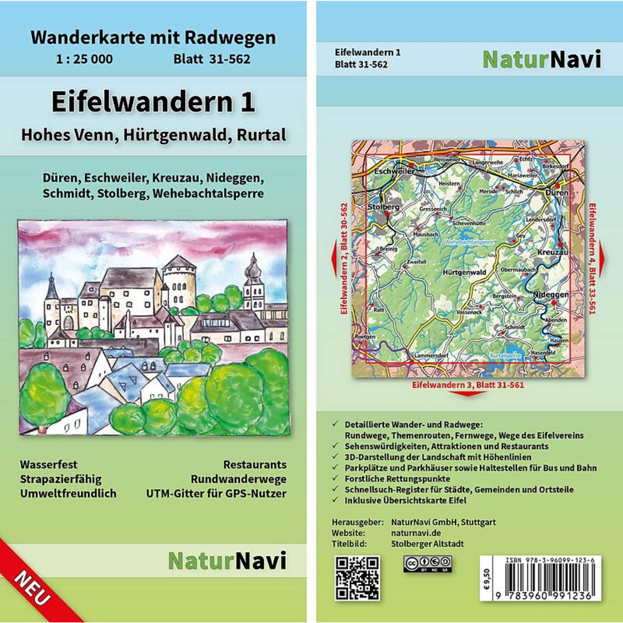 EIFELWANDERN 1 - HOHES VENN, HÜRTGENWALD, RURTAL 1 : 25 000