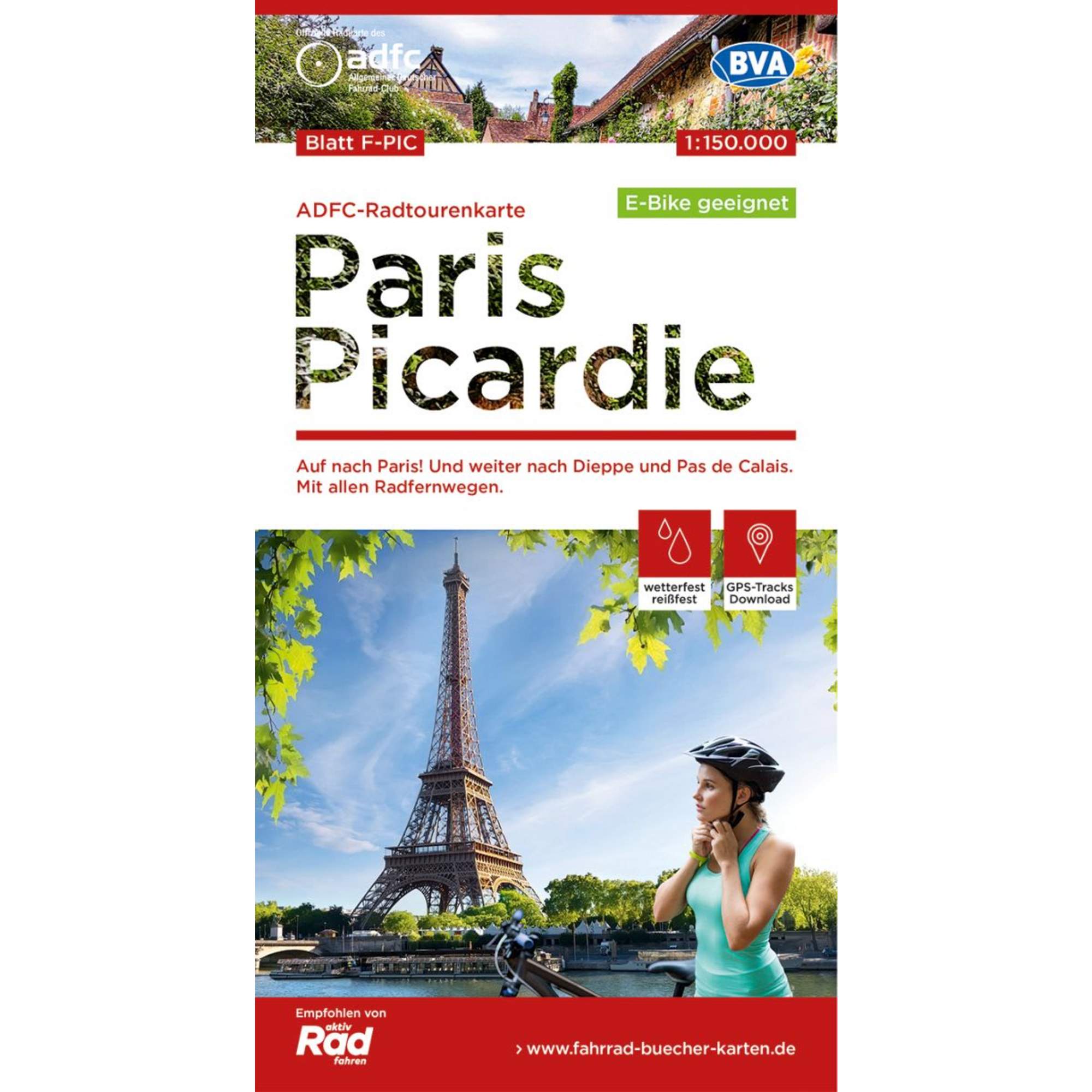 ADFC-RADTOURENKARTE F-PIC PARIS PICARDIE,1:150.000