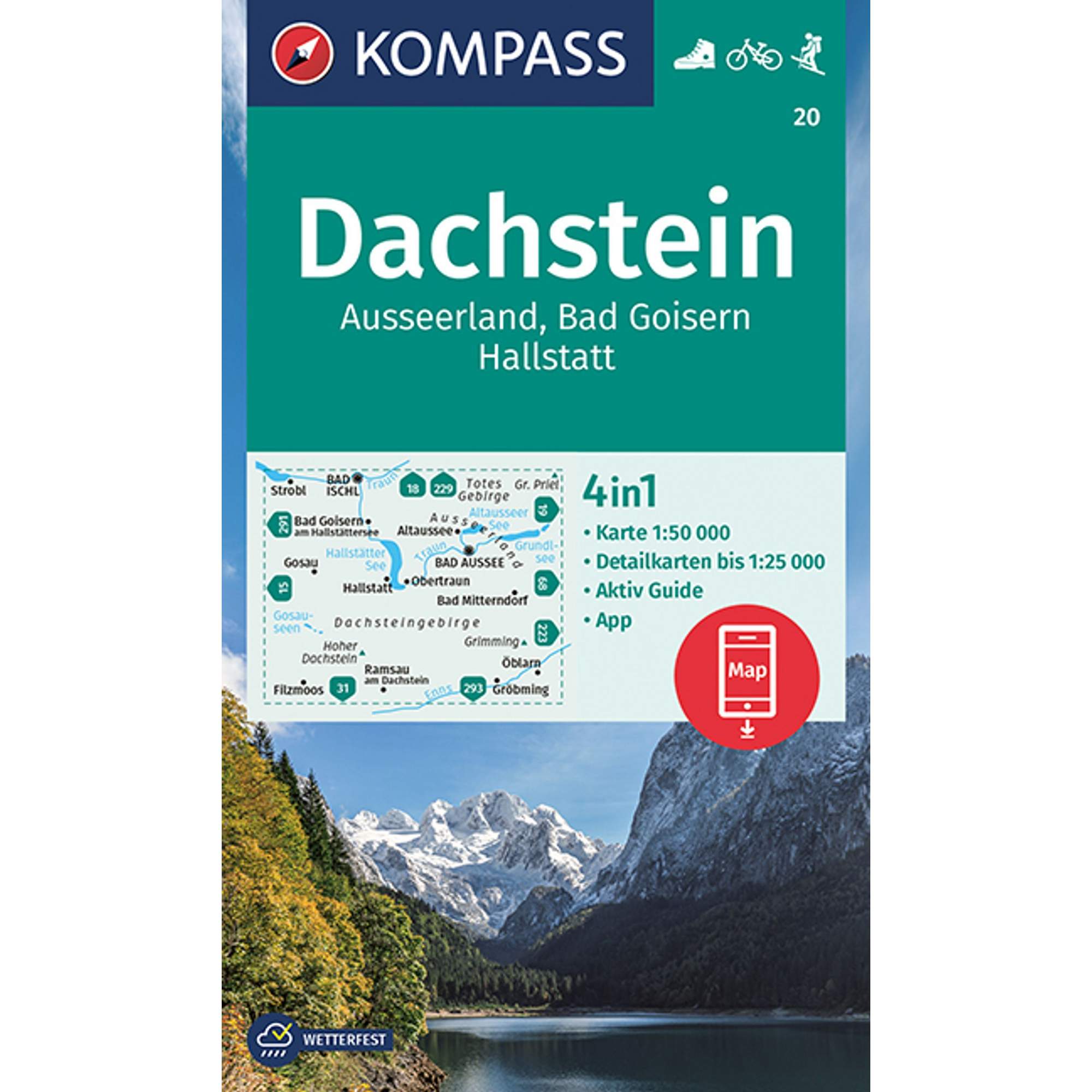 KOMPASS WANDERKARTE 20 DACHSTEIN, AUSSEERLAND, BAD GOISERN