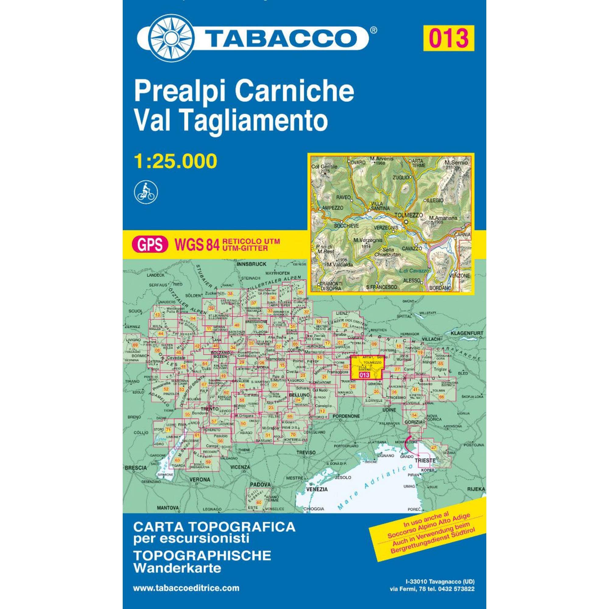 TABACCO WANDERN 1 : 25 000 PREALPI CARNICHE / VAL TAGLIAMENT