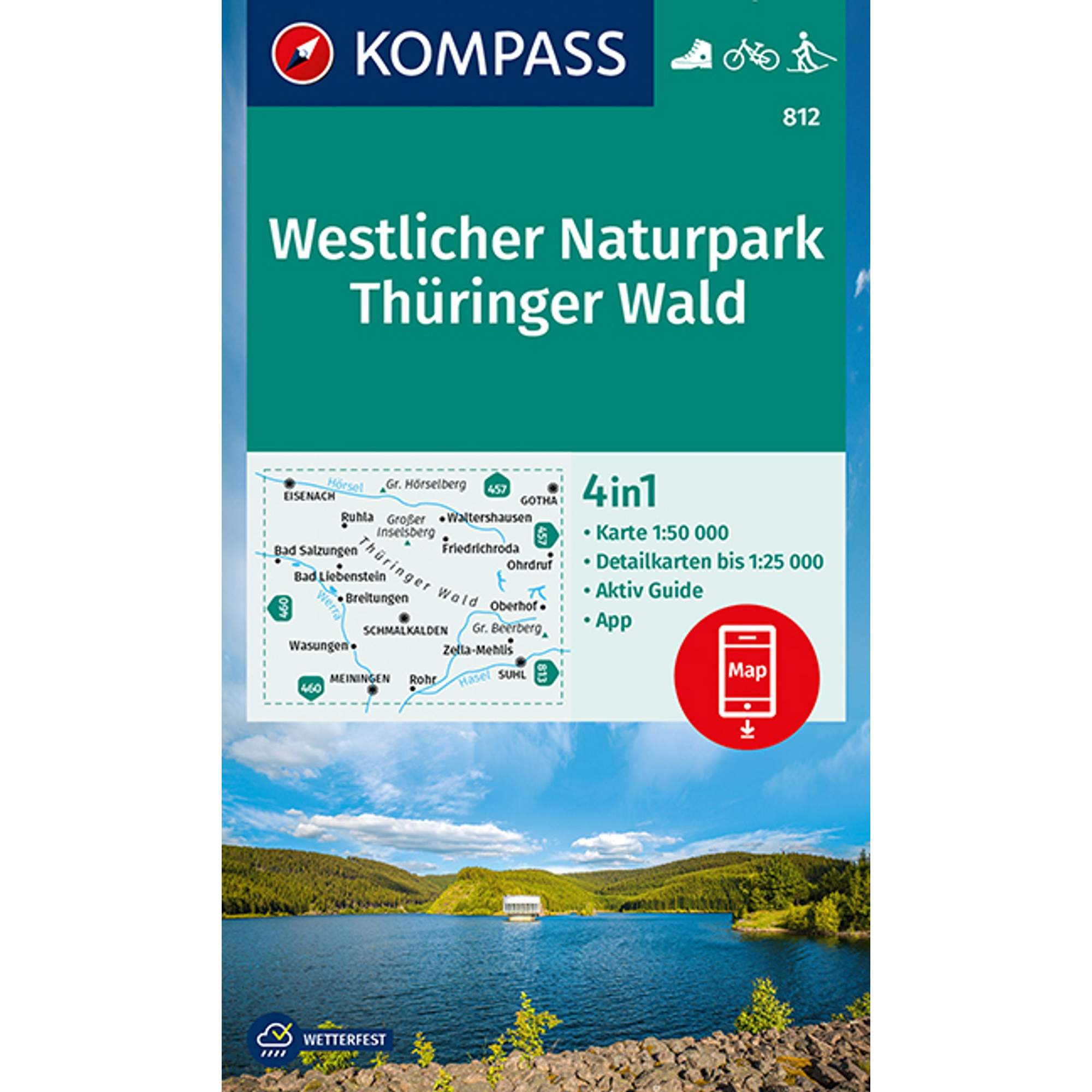 KOMPASS WANDERKARTE 812 WESTLICHER NATURPARK THÜRINGER WALD