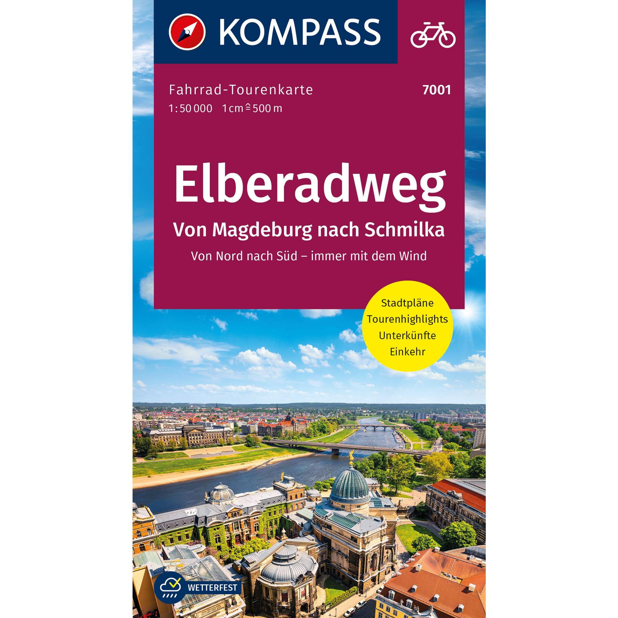 KOMPASS FAHRRAD-TOURENKARTE ELBERADWEG 1, 1:50000