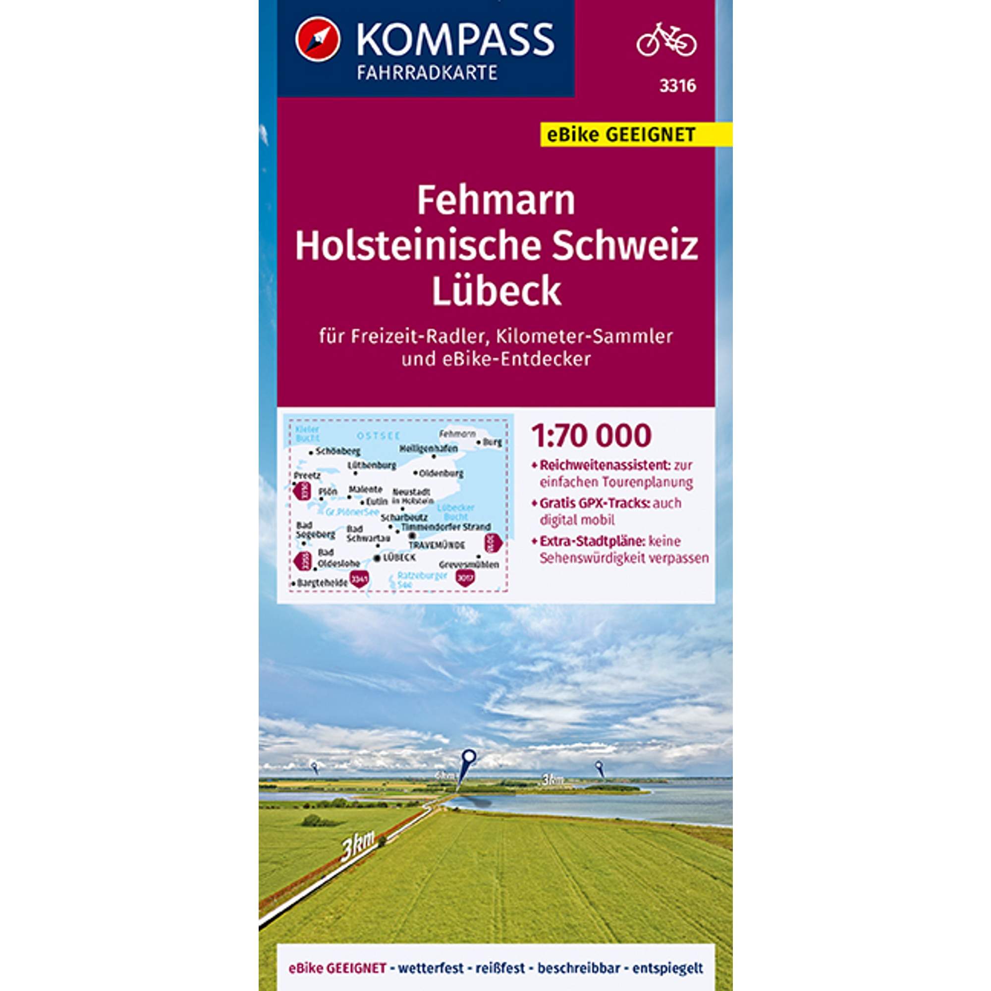 KOMPASS FAHRRADKARTE FEHMARN, HOLSTEINISCHE SCHWEIZ