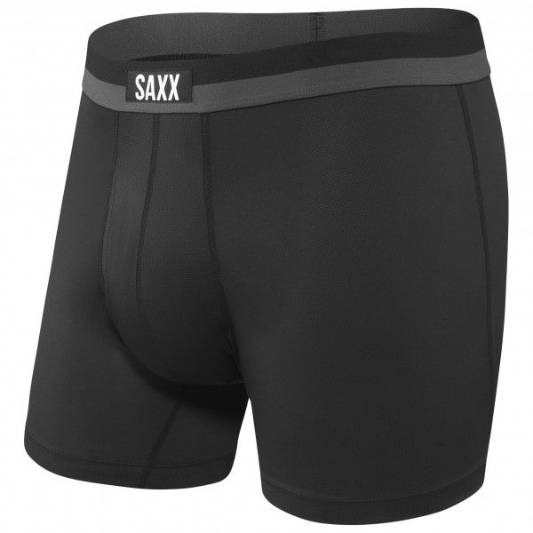 Saxx - Sport Mesh Boxer Brief Fly - Kunstfaserunterwäsche Gr S schwarz