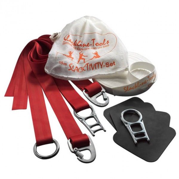 Slackline-Tools - 15 m SlackTivity Set - Slackline Gr 15 m rot/weiß