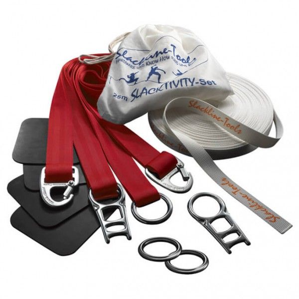 Slackline-Tools - 25 m SlackTivity Set - Slackline Gr 25 m rot/weiß