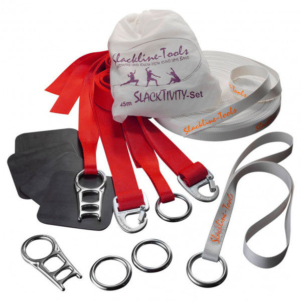 Slackline-Tools - 45 m SlackTivity Set - Slackline Gr 45 m orange/weiß