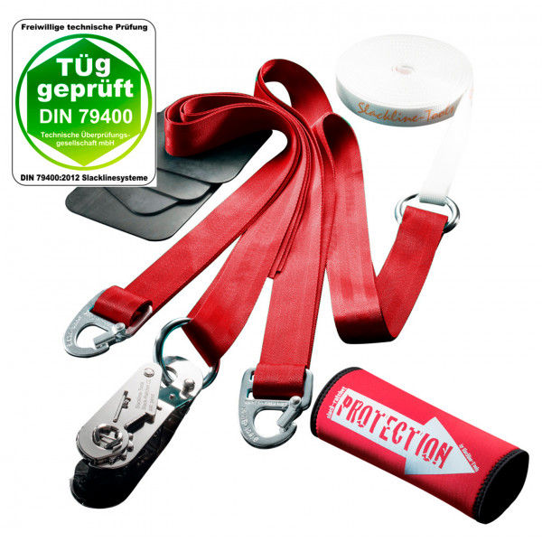 Slackline-Tools - Clip'n Slack Set 10 m - Slackline Gr 10 m rot/weiß