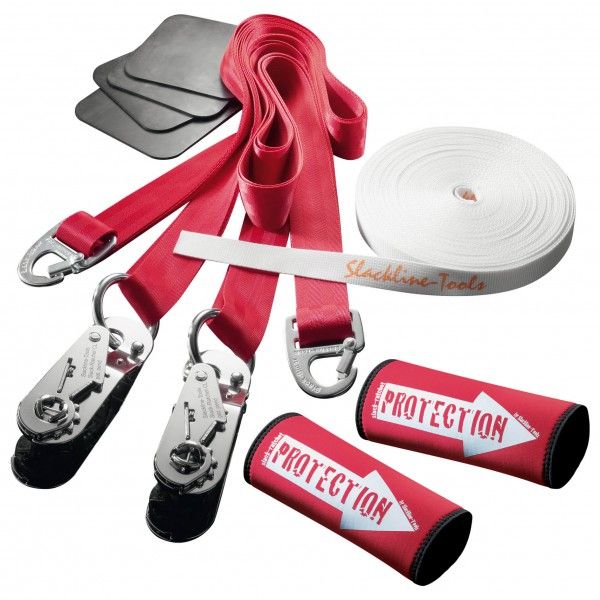 Slackline-Tools - Clip'n Slack Set 15 m - Slackline Gr 15 m rot/weiß