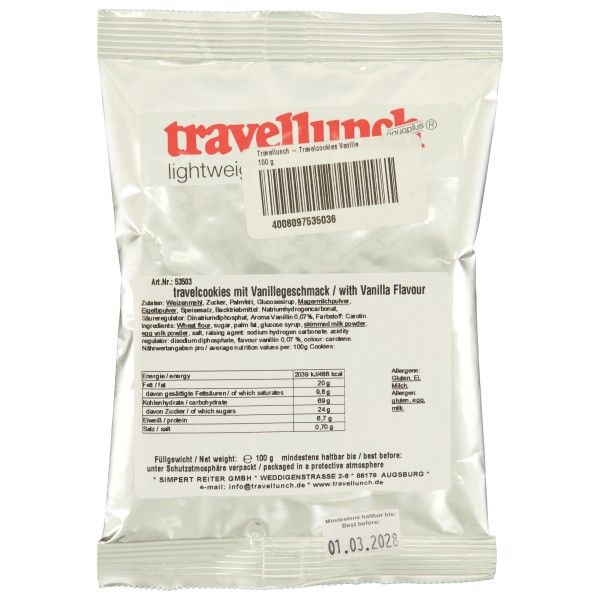 Travellunch - Travelcookies Vanille Gr 100 g