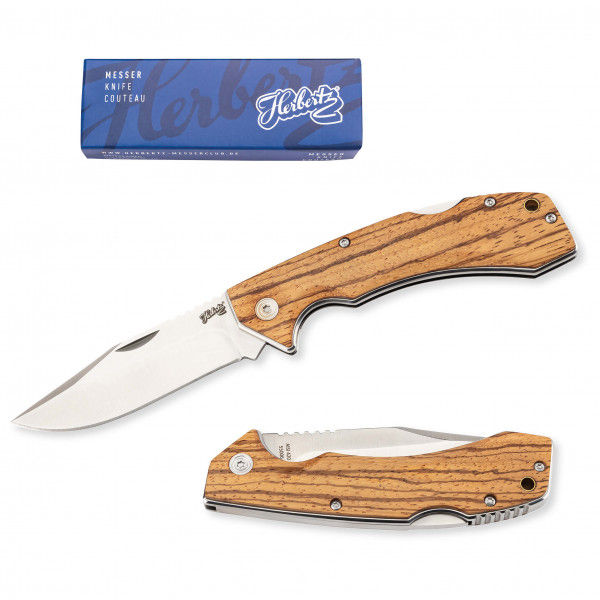 Herbertz - Taschenmesser Droppoint - Messer zebraholz