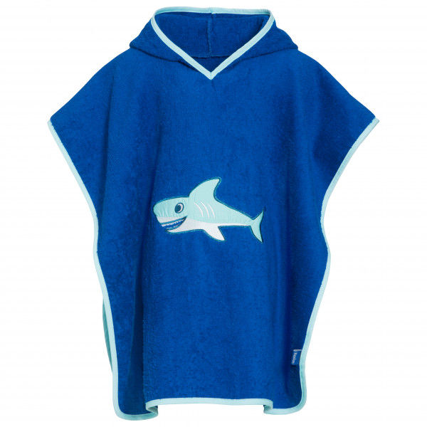 Playshoes - Kid's Frottee-Poncho Hai - Poncho Gr S - < 4 Years blau