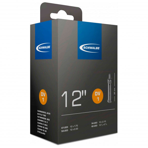 Schwalbe - 12'' Schlauch Nr. 1 47/62-203 - Fahrradschlauch Gr 12'' x 1,75-2,1'' - 47/62-203 schwarz