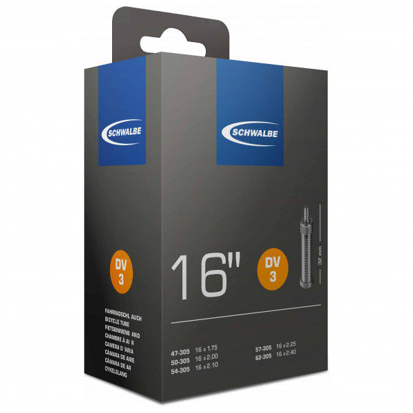 Schwalbe - 16'' Schlauch Nr. 3 47/62-305 - Fahrradschlauch Gr 12'' x 1,75-2,1'' - 47/62-305 schwarz
