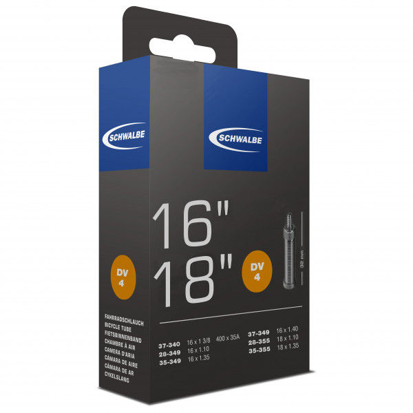 Schwalbe - 16/18'' Schlauch Nr. 4 28/37-340/355 - Fahrradschlauch Gr 16-18'' x 1,10-1,40'' - 28/37-340/355 schwarz