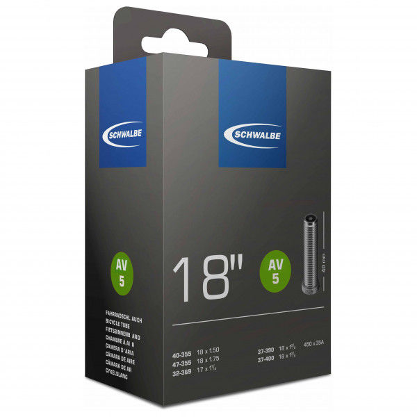 Schwalbe - 18'' Schlauch Nr. 5 32/47-355/400 - Fahrradschlauch Gr 18'' x 1,50-1,90'' - 32/47-355/400 schwarz