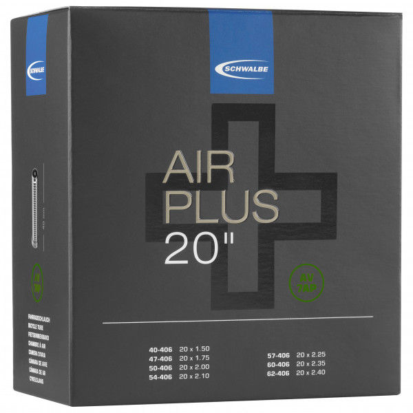 Schwalbe - 20'' Schlauch Nr. 7 AP Air Plus 40/62-406 - Fahrradschlauch Gr 20'' x 1,5-2,40'' - 40/62-406 schwarz