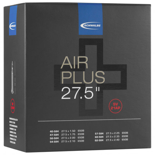 Schwalbe - 27,5'' Schlauch Nr. 21 AP Air Plus 40/62-584 - Fahrradschlauch Gr 27,5'' x 1,50-2,40'' - 40/62-584 schwarz